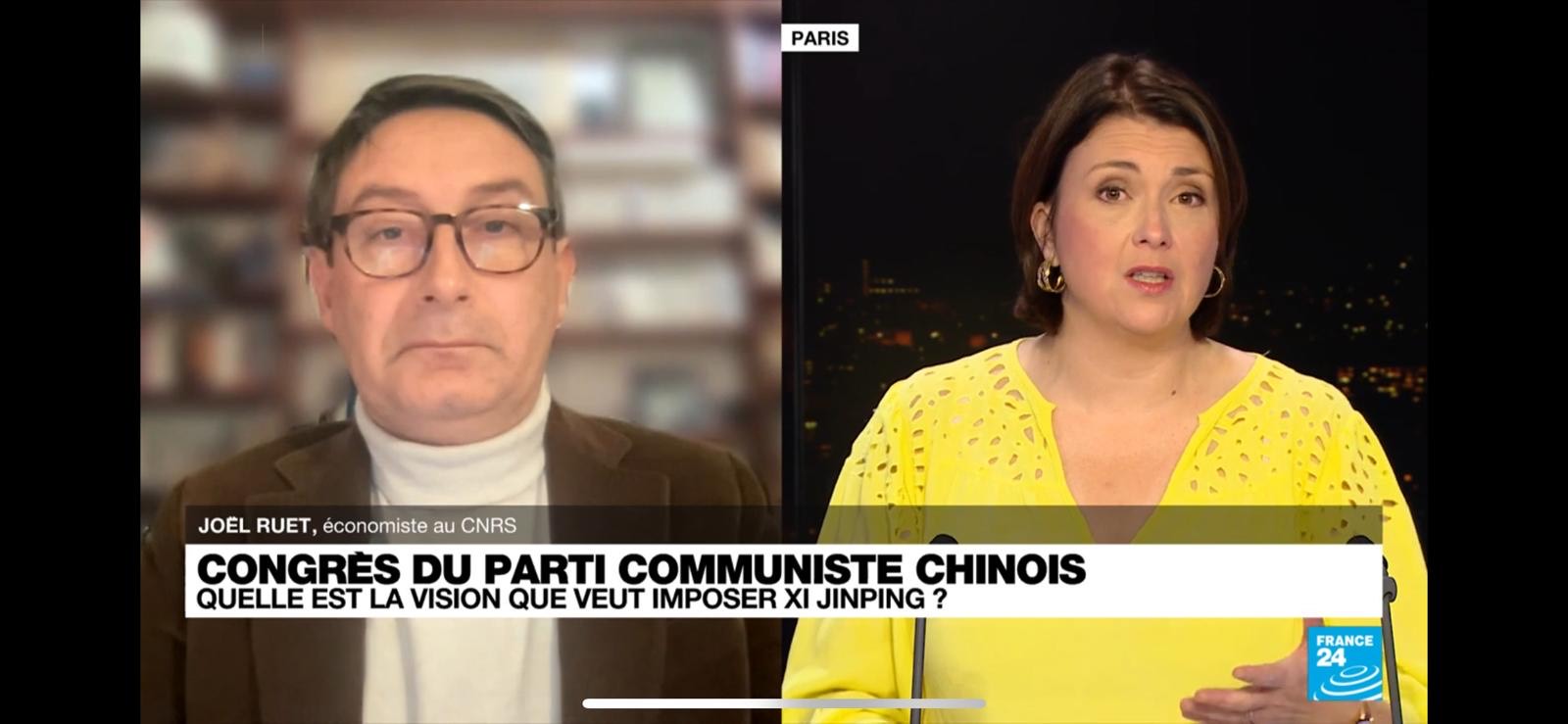 France 24 – Intervention de Joël Ruet sur le Congrès 2021 du Parti communiste chinois et les difficultés économiques chinoises