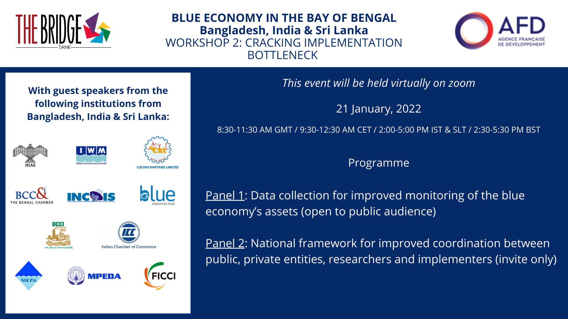 The Bridge Tank and French Development Agency launch their 2nd workshop on Blue economy: implementation issues